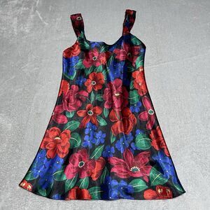 Vintage Sedu‎ Chemise Womens Medium Floral Satin Nightgown Sexy Lingerie